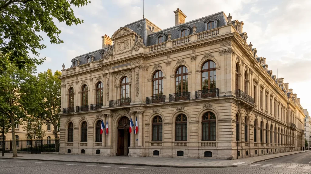 Façade institutionnelle évoquant la position de l'Autorité nationale des jeux face aux crypto-actifs
